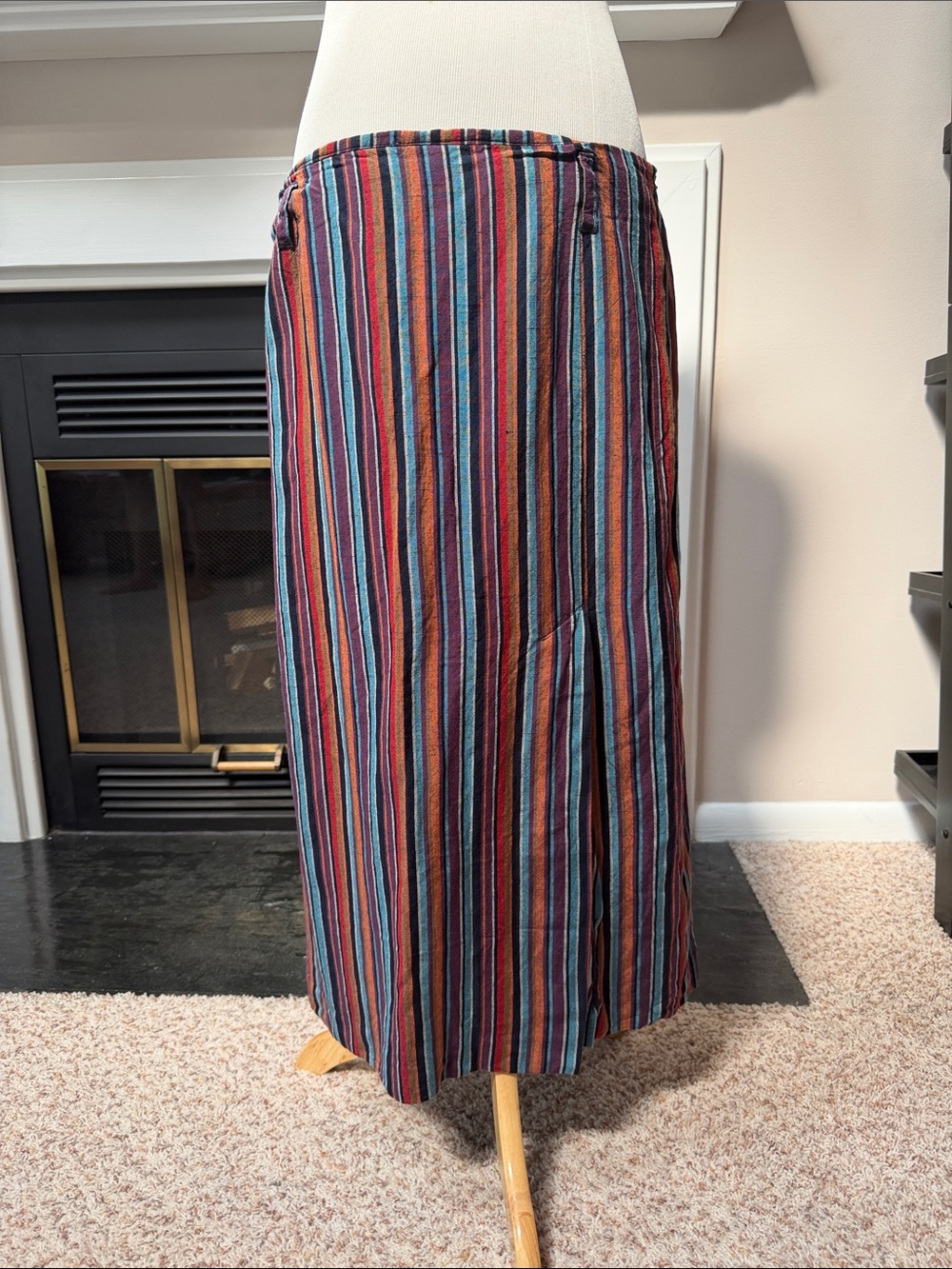 Evan Picone Striped Pencil Skirt in Red, Blue, Orange, Black